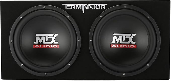 MTX Audio Dual Subwoofer Vented Enclosure with High Resolution Feature, Aviation Carpet and Floor Standing Mounting Type for Vehicle, Black