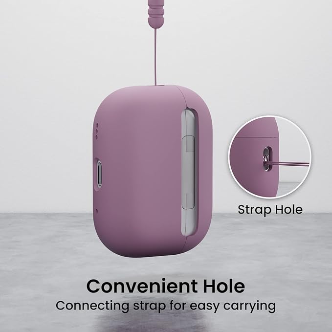ORNARTO Compatible with AirPods Pro 2 Case 2022, Full Protective Hybrid Silicone for AirPods Pro 2nd Generation Case, Front LED Visible Skin Cover-Lilac Purple