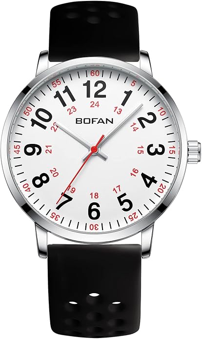 BOFAN Nurse Watch for Medical Professionals,Students,Doctors with Easy to Read Dial,Second Hand and 24 Hour,Soft and Breathable Silicone Band,Water Resistant