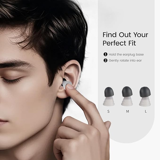 Zeroplus Ear Plugs for Sleeping Ultra-Comfortable Earplugs for Sleep,Professional Ear Plugs for Noise Reduction-26 dB, 3 Adjustable Sizes, Ideal for Sleep,Focus,Travel and Those Sensitive to Noise