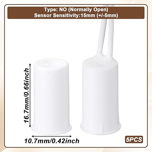 5 Sets Magnetic Door Switch RC-33 NC Recessed Wired Security Window Door Sensor Alarm Contact Sensor for Alarm System (White)