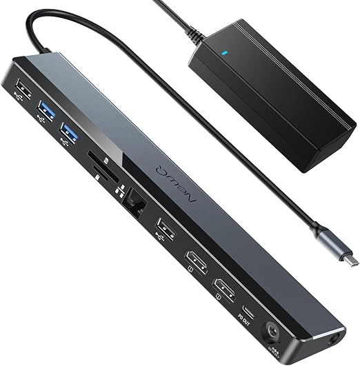 USB C Docking Station Dual Monitor 4K@60Hz, 12-in-1 Laptop Dock with 2*HDMI, 4*USB, Thunderbolt 3/4 Dock, SD/TF Slot, Ethernet, Audio, 96W Power Adapter, for HP, Lenovo, Dell, ASUS,Surface