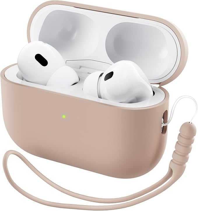 ORNARTO Compatible with AirPods Pro 2 Case 2022, Full Protective Hybrid Silicone for AirPods Pro 2nd Generation Case, Front LED Visible Skin Cover-Nude Taupe