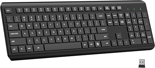EDJO Wireless Keyboard, 2.4G Full-Sized Cordless USB Silent Computer Keyboard, Ergonomic Tilt Angle, Sleep Mode, Long Battery Life, for Windows, Mac OS Laptop/PC/Desktop/Notebook - Image 1
