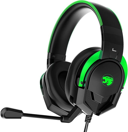 A88 Gaming Headset with Microphone, Stereo Wired Noise Cancelling Over-Ear Headphones with Mic for Pc, Ps5, Xbox One Series X/s, Ps4, Computer, Laptop, Mac, Nintendo, Gamer (Green)