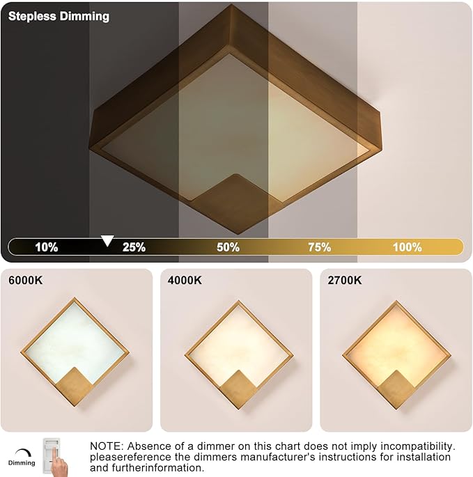 Natural Alabaster Wall Sconce Antique, Square Marble Wall Lighting Dimmable, LED Alabaster Wall Lamp Fixture for Hallway, Living Room, Stair, Bedroom, Bedside