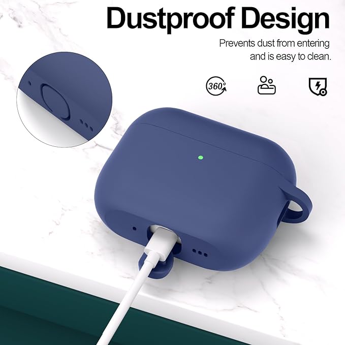 ATUAT for AirPods Pro 3 Case Cover with Cleaner, Protective Soft Silicone Skin with Keychain for Women Men for Apple AirPods Pro 3rd Generation Case(2025), Front LED Visible, Royal Blue