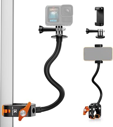 K&F CONCEPT Flexible Clamp Mount Kit, Action Camera Gooseneck Mount