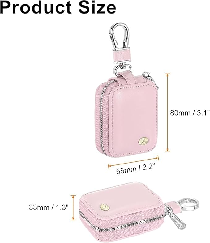 Earbud Case, Headphone Storage Case for AirPods 4/1/2/3/Pro 2, PU Leather Zipper Carrying Pouch Earbuds Bag with Keychain for Wireless Earphones, Wired Headphone & USB Cable - EJB 1 PCS Pink