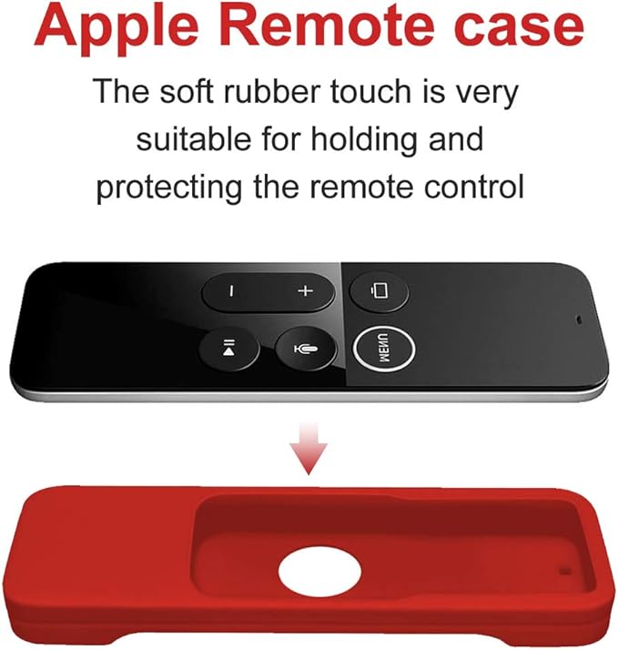 Geekria Protective Case for Apple TV 4K / 4th Gen Remote - Light Weight (Anti Slip) Shock Proof Silicone Cover for Apple TV 4K Siri Remote Controller with Lanyard (Red)