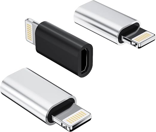 Micro USB Female to Lightning Male Adapter(3pack)Android Charge Cable Connector Charging & Data Sync Converter Port Compatible for Apple Iphone 13 12 11 Pro Max Mini Xs Se 7 X Xr 8 Plus 6 6s 5 5s Ipad