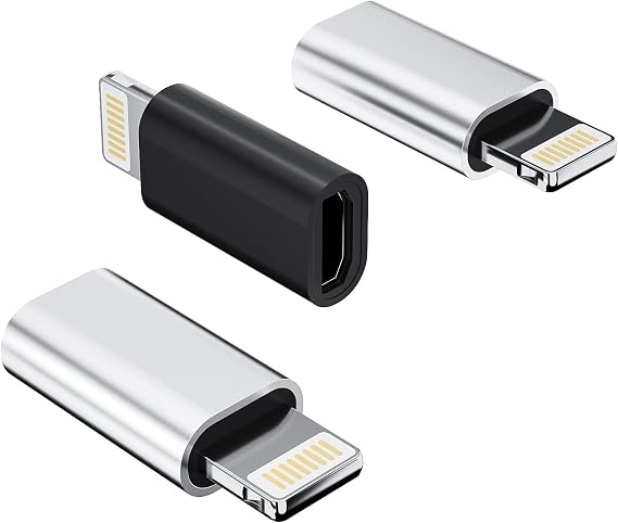 Micro USB Female to Lightning Male Adapter(3pack)Android Charge Cable Connector Charging & Data Sync Converter Port Compatible for Apple Iphone 13 12 11 Pro Max Mini Xs Se 7 X Xr 8 Plus 6 6s 5 5s Ipad