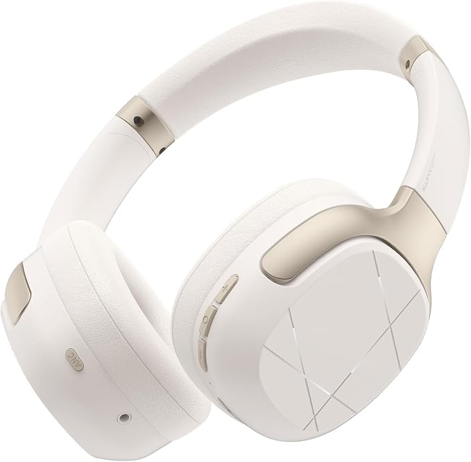 Active Noise Cancelling Headphones, Wireless Over-Ear Bluetooth, HiFi deep bass, Foldable Headphones, Transparent Mode, 50H Long ANC Playtime, Durable Headset for Traveling/Gym Use/Home (Off White)