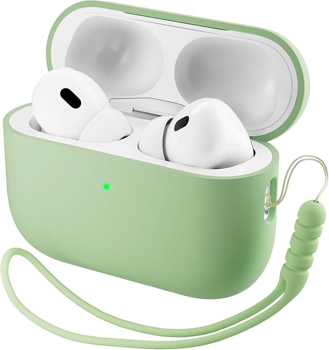 ORNARTO Compatible with AirPods Pro 3 Case 2025, Full Protective Hybrid Silicone for AirPods Pro 3rd Generation Case, Front LED Visible Skin Cover-Matcha