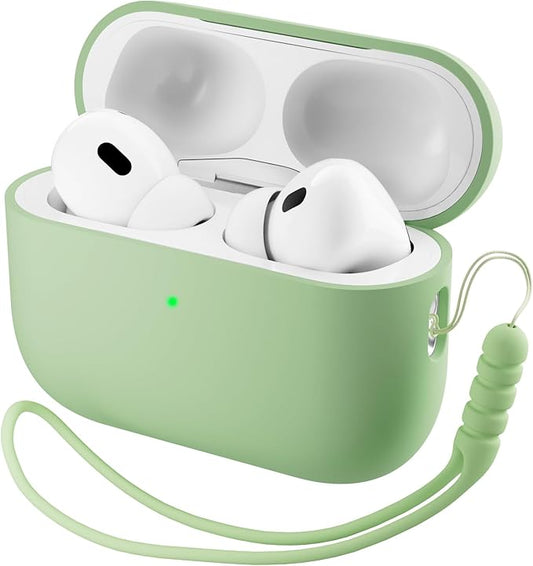 ORNARTO Compatible with AirPods Pro 3 Case 2025, Full Protective Hybrid Silicone for AirPods Pro 3rd Generation Case, Front LED Visible Skin Cover-Matcha
