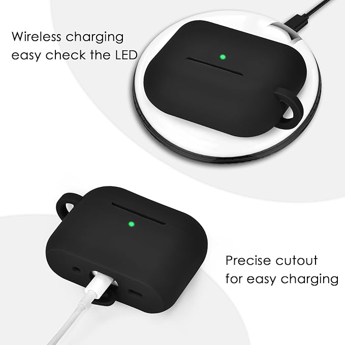 Filoto for AirPods Pro 3 Case (2025), Soft Silicone Protective Case Cover Compatible with Apple AirPods Pro 3rd Generation with Beaded Bracelet Keychain Accessories for Women Black