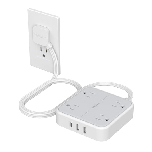 TESSAN Surge Protector Flat Extension Cord 5Ft, Flat Plug Power Strip