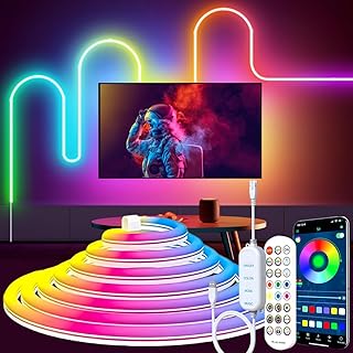 9.8FT USB LED Neon Rope Light,Smart RGB IC Led Strip Lights for Bedroom,Music Sync LED Neon Light Strip,APP and 24Keys Wireless Remote,DIY Ideas,Gaming Room,Home Decorations,Christmas Gift