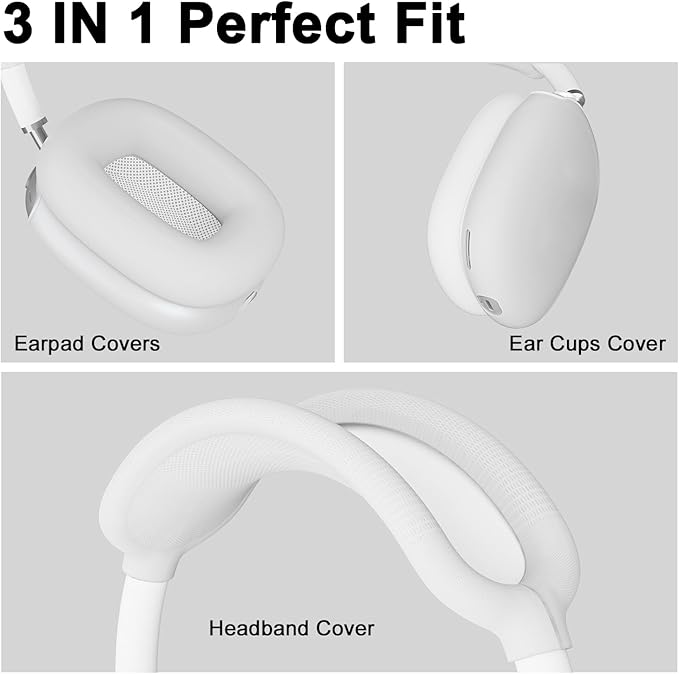ATUAT for AirPods Max Headphones Case, Protective Silicone Case Cover Skin Accessories Anti-Scratch for Women Men for Apple AirPods Max 2024/2020 (USB-C/Lightning), Clear