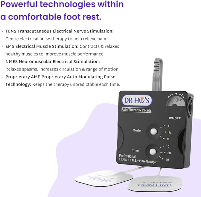 Dr Ho's Circulation Promoter XP Essential Package - EMS and TENS Machine, AMP Pain Relief, TENS Unit Muscle Stimulator for Feet and Leg Pain