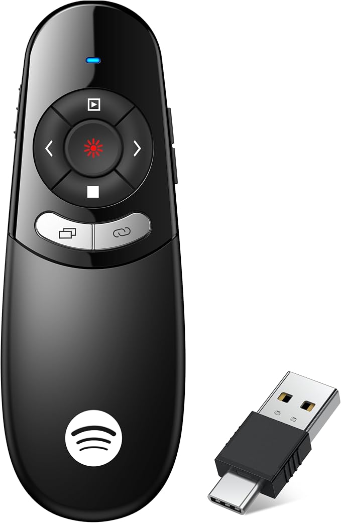 Presentation Clicker Compatible with Bluetooth 5.1 & RF 2.4GHz Dual Modes Long Range Wireless Presenter Clicker Remote Powerpoint Clicker Slide Clicker for Office Classroom Teacher Powered by AAA