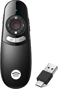 Presentation Clicker Compatible with Bluetooth 5.1 & RF 2.4GHz Dual Modes Long Range Wireless Presenter Clicker Remote Powerpoint Clicker Slide Clicker for Office Classroom Teacher Powered by AAA
