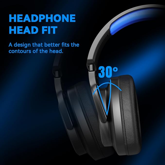 Gaming Headset for PC/PS4/PS5/Xbox One/Switch, Stereo Surround Sound Gaming Headphones with Noise Canceling Flexible Mic, Computer Headset with 3.5mm Jack & RGB Light(Blue)