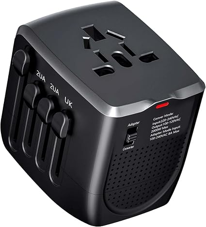 International Travel Adapter Voltage Converter to Step Down 230V to 120V for Hair straighteners, laptops, Cell Phones, Power converters from USA to UK, Europe, Australia Over 200