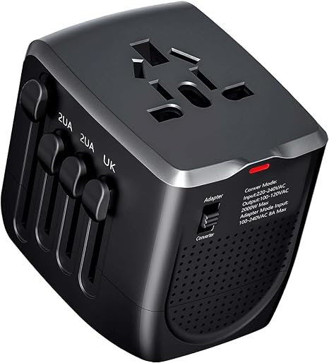 International Travel Adapter Voltage Converter to Step Down 230V to 120V for Hair straighteners, laptops, Cell Phones, Power converters from USA to UK, Europe, Australia Over 200