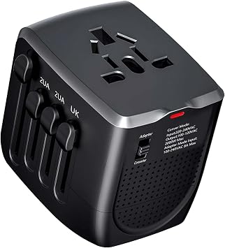 International Travel Adapter Voltage Converter to Step Down 230V to 120V for Hair straighteners, laptops, Cell Phones, Power converters from USA to UK, Europe, Australia Over 200