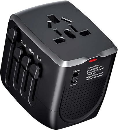 International Travel Adapter Voltage Converter to Step Down 230V to 120V for Hair straighteners, laptops, Cell Phones, Power converters from USA to UK, Europe, Australia Over 200