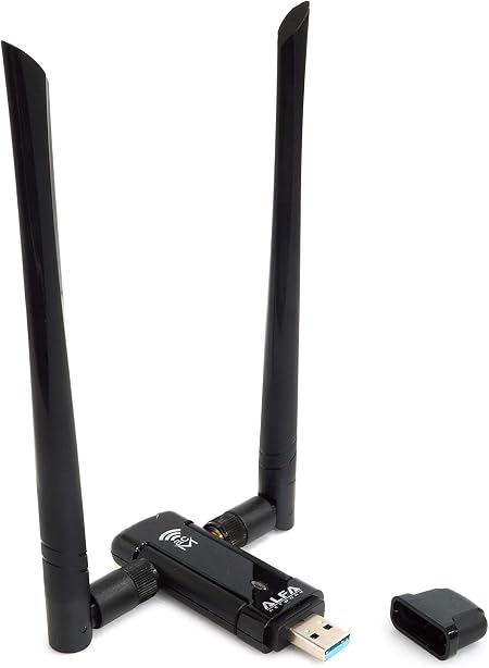 ALFA Network AWUS036ACM Long-Range Wide-Coverage Dual-Band AC1200 USB Wireless Wi-Fi Adapter w/High-Sensitivity External Antenna - Windows, MacOS & Kali Linux Supported