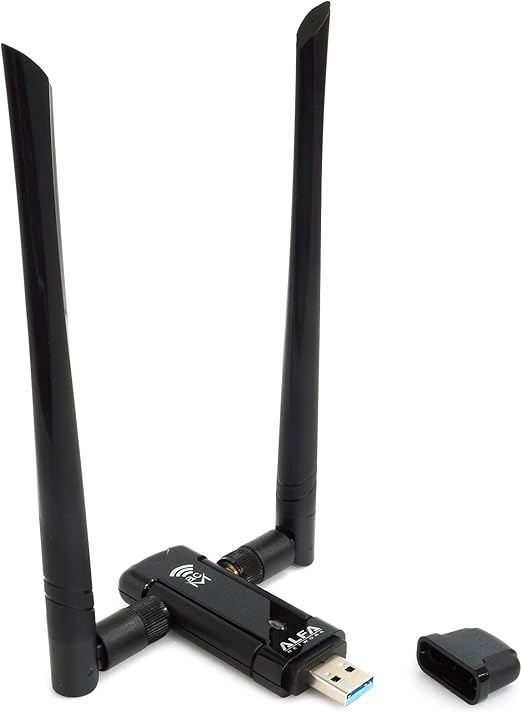 ALFA Network AWUS036ACM Long-Range Wide-Coverage Dual-Band AC1200 USB Wireless Wi-Fi Adapter w/High-Sensitivity External Antenna - Windows, MacOS & Kali Linux Supported