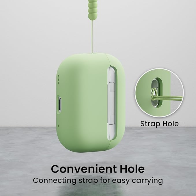 ORNARTO Compatible with AirPods Pro 2 Case 2022, Full Protective Hybrid Silicone for AirPods Pro 2nd Generation Case, Front LED Visible Skin Cover-Pistachio Green