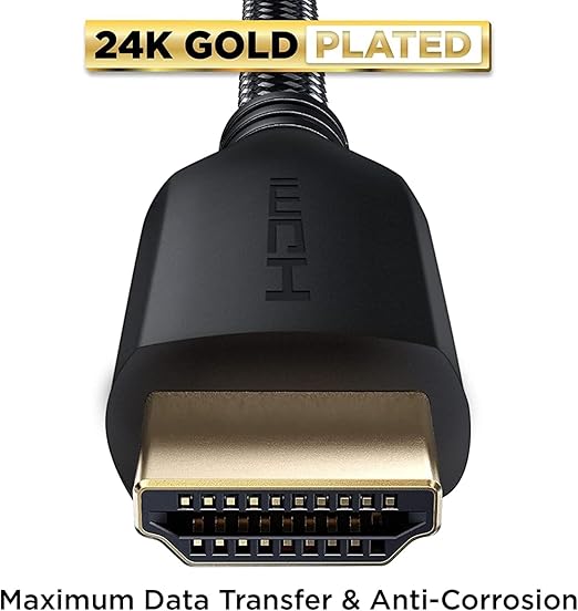 PowerBear 4K Long HDMI Cable 50 ft | High Speed, Braided Nylon & Gold Connectors, 4K @ 60Hz, Ultra HD, 2K, 1080P, ARC & CL3 Rated | for Laptop, Monitor, PS5, PS4, Xbox One, Fire TV, Apple TV