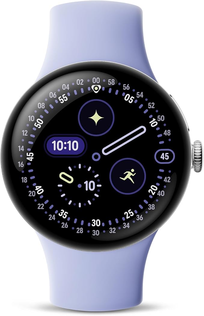 Google Pixel Watch 4 (41mm) - Android Smartwatch with Heart Rate and Sleep Tracking - 30-Hour Battery - Fitness Tracking - Google AI - Polished Silver Aluminum Case - Iris Active Band - Wi-Fi