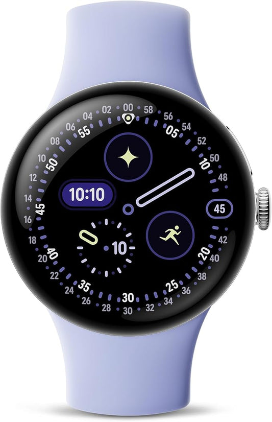 Google Pixel Watch 4 (41mm) - Android Smartwatch with Heart Rate and Sleep Tracking - 30-Hour Battery - Fitness Tracking - Google AI - Polished Silver Aluminum Case - Iris Active Band - Wi-Fi