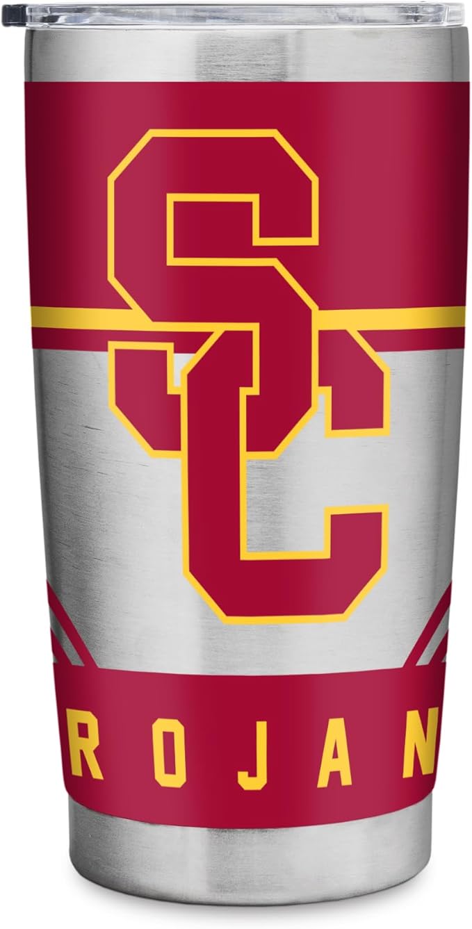 Rico Industries NCAA 20oz Stainless Steel Tumbler with Lid - Great For Coffee, Tea, Water or Cocktails