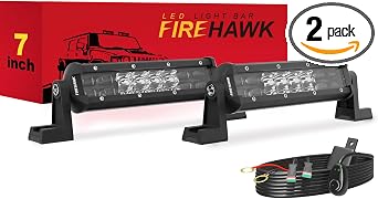 Firehawk LED Light Bar 7 Inch 40,000LM 2PCS, 2026 New Japanese Chips, Spot Flood Combo Beam, Driving Off Road Fog Work for Truck Pickup ATV UTV SUV Cart IP68 Waterproof with 12V Wiring Harness kit