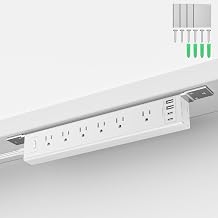 360° Mountable Surge Protector Power Strip, 6AC+4USB (2 USB-C PD20W), 6FT Flat Plug Extension Cord – Under Desk/Wall/Corner Mount for Home/Office/Gaming/Kitchen - Image 1