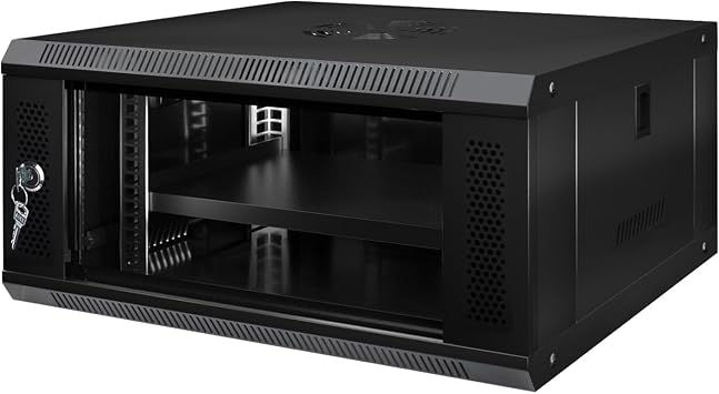 6U Wall Mount Server Cabinet IT Network Rack Enclosure Lockable Glass Door Black