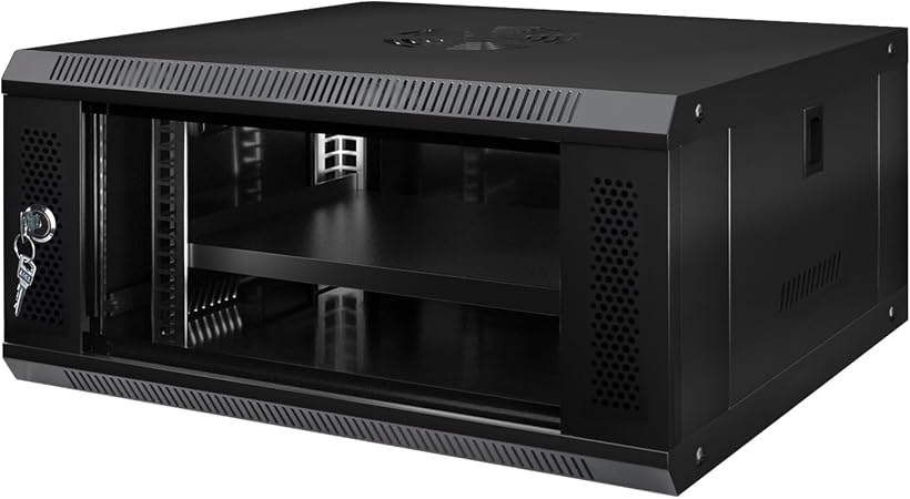 6U Wall Mount Server Cabinet IT Network Rack Enclosure Lockable Glass Door Black