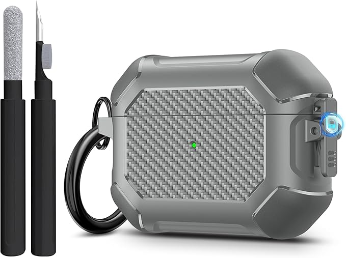 Maxjoy for AirPods Pro 3 Case (2025), Hard Shell Protective Cover Compatible with Airpods Pro 3rd Generation Cover Case with Keychain Cleaner Kit for Men Women, Gray