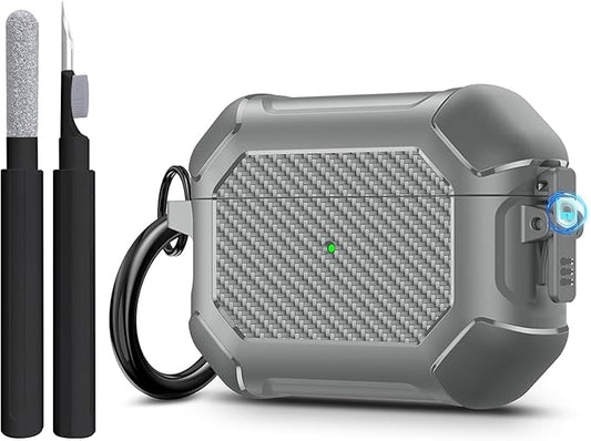 Maxjoy for AirPods Pro 3 Case (2025), Hard Shell Protective Cover Compatible with Airpods Pro 3rd Generation Cover Case with Keychain Cleaner Kit for Men Women, Gray