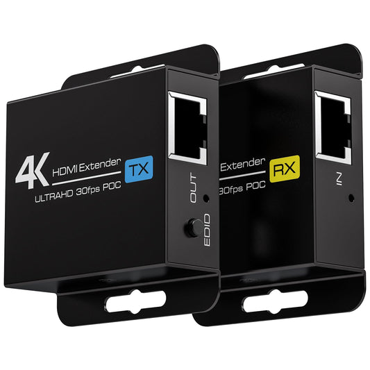 4K HDMI Extender Over CAT6/7 4K30Hz Upto 131ft/40m 1080P Upto 196ft/60m HDMI Balun Over Single Ethernet Support EDID and POC (Power Only Supplied to The TX End)
