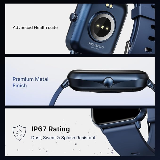 Fire-Boltt Ninja Call Pro Plus 46.48mm (1.83 inch) Smart Watch with Bluetooth Calling, AI Voice Assistance, 100 Sports Modes IP67 Rating, 240 * 280 Pixel High Resolution (Navy Blue)