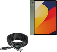 BoxWave Cable Compatible with Motorola Moto Pad 60 Pro - PowerDisplay PD Cable (6ft) - USB-C to USB-C (100W), LED Wattage Info Extra Long Braided Nylon - Jet Black - Image 1