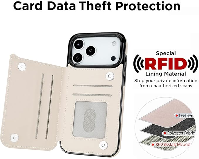 uCOLOR for iPhone 17 Pro Max Wallet Case with Card Holder PU Leather RFID Blocking Design iPhone 17 Pro Max flip case for Women Men Magnetic Clasp Kickstand Design 6.9 inch (Dune Mirage Checkboard)