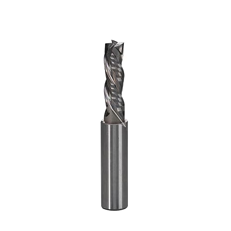 BETOP 3/8" Compression 3-Flutes Spiral Router Bit, Carbide Router Bit 3/8" Diameter, 1-1/8" Cutting Length with 1/2" Shank, CNC Bits