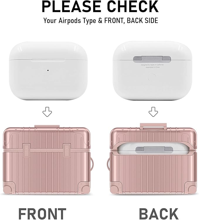 KOREDA Compatible with AirPods Pro 2nd/1st Generation Case Cover, Cute Funny Suitcase Design Case for Airpods Pro 2nd/1st Gen, Fashion Protective Hard Case for Women Men with Keychain